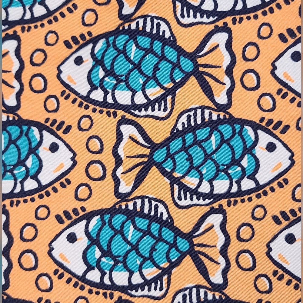 Crown & Ivy - Women's Orange & Blue Fish Print Scalloped Shorts, Sz 14W - Picture 4 of 4